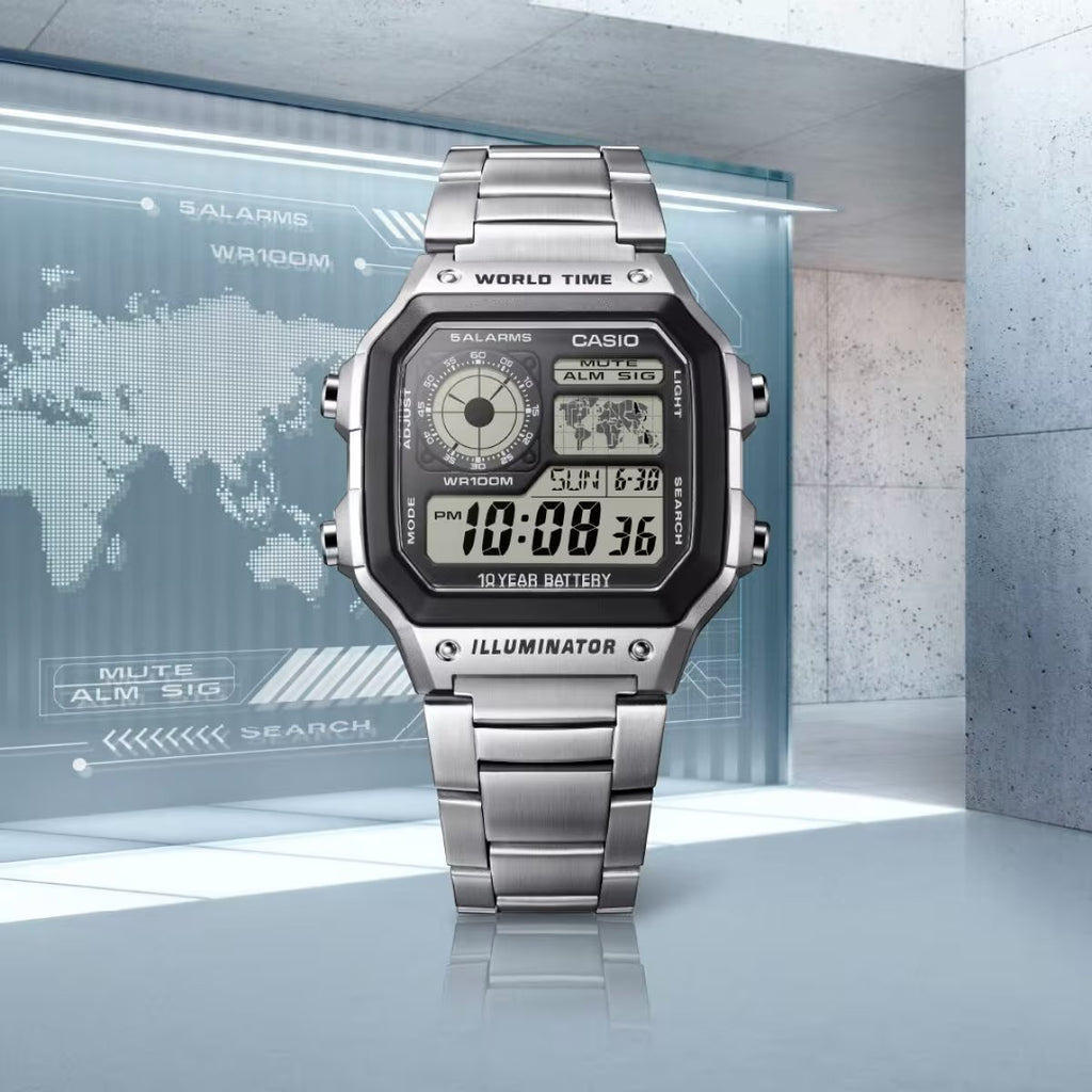 Casio Digital Men Metal Watch AE-1200WHD-1AVDF