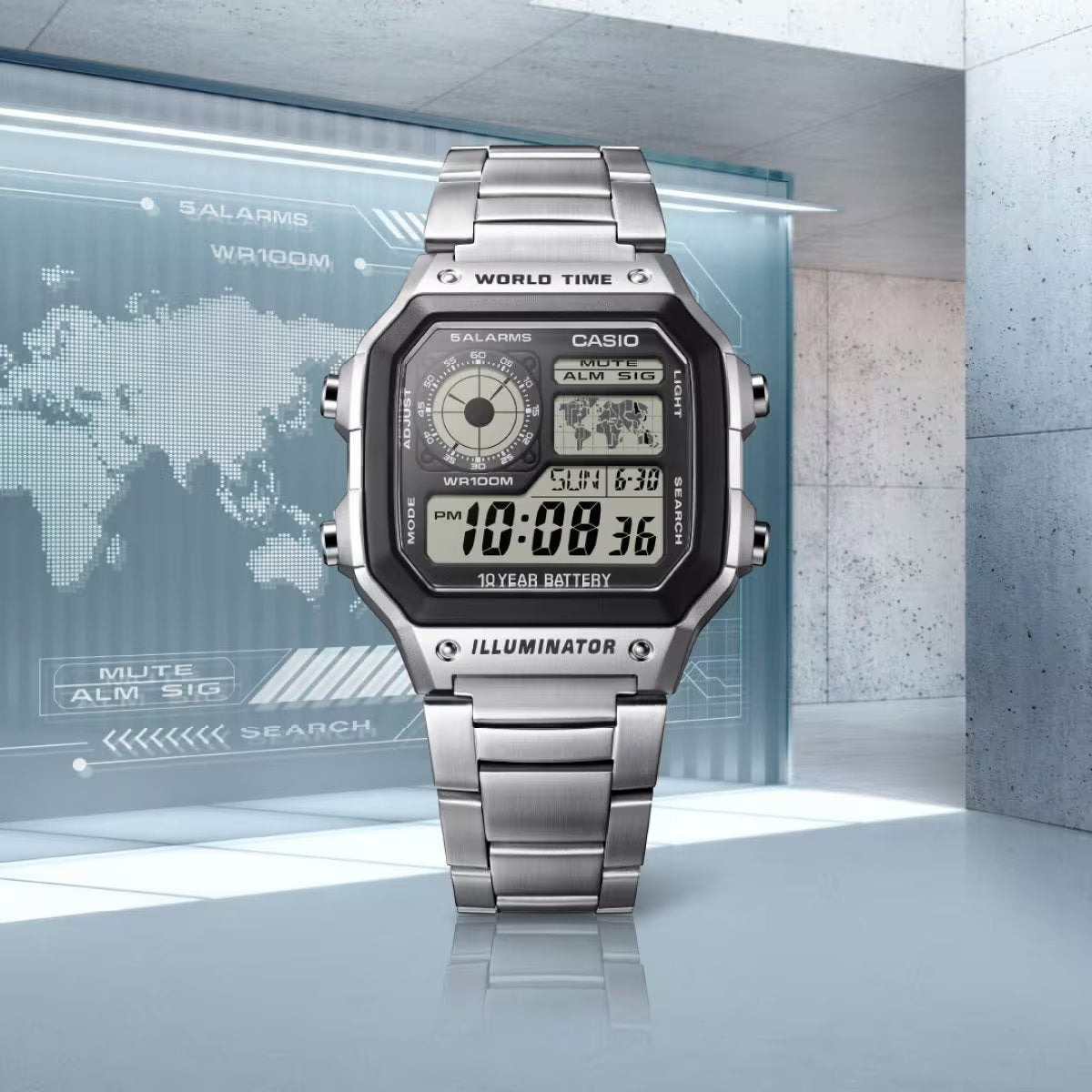 Casio Digital Men Metal Watch AE-1200WHD-1AVDF